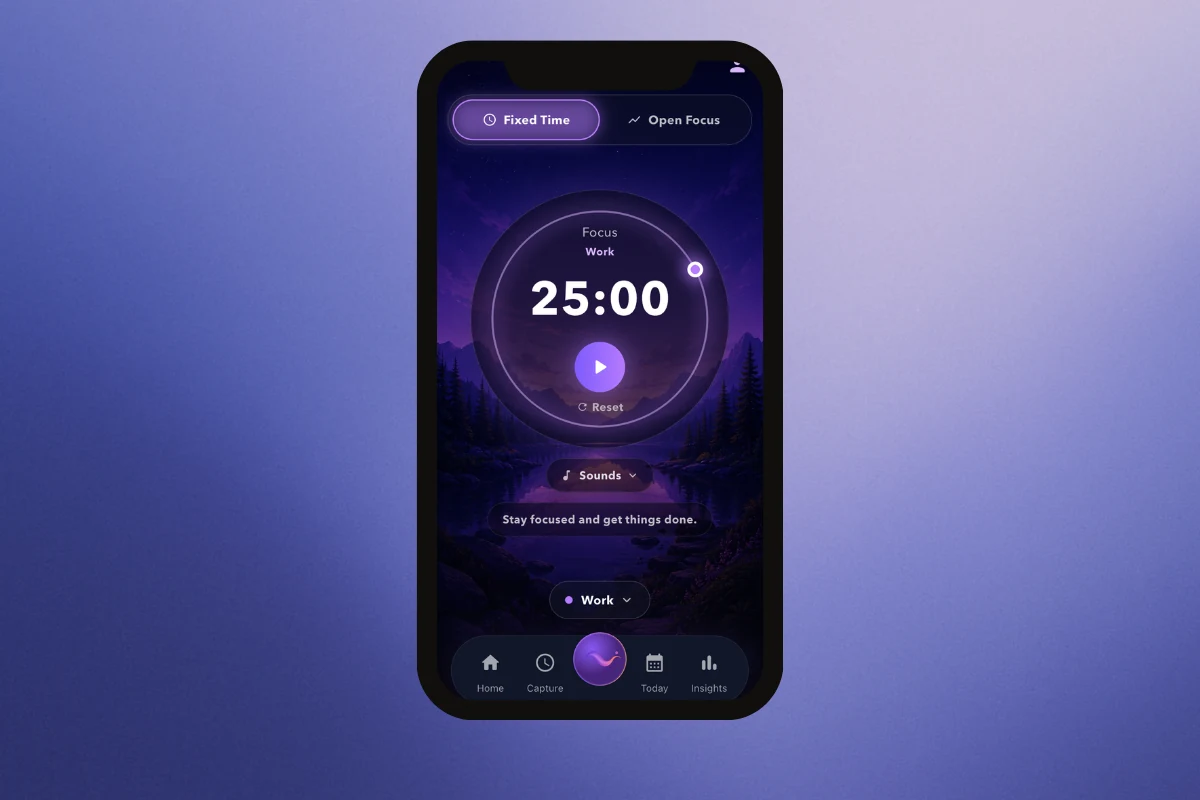 Floviu Pomodoro timer on mobile