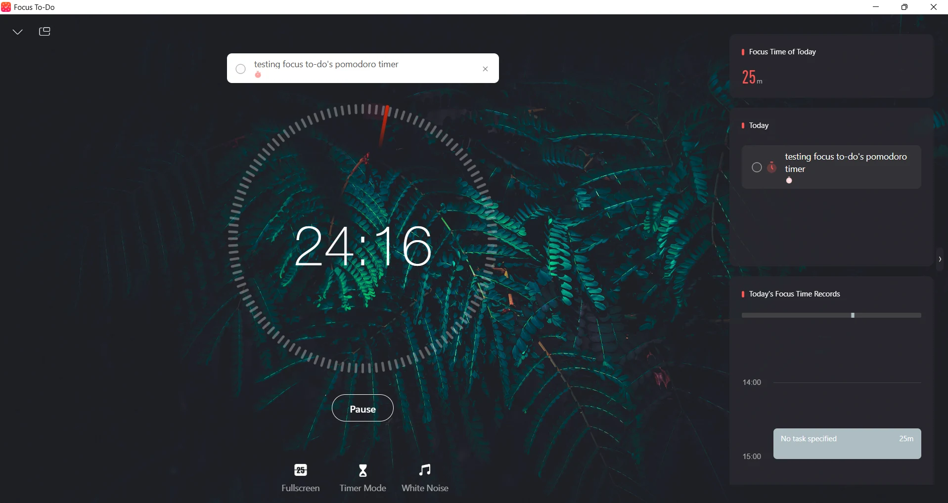 Focus To-Do Pomodoro session