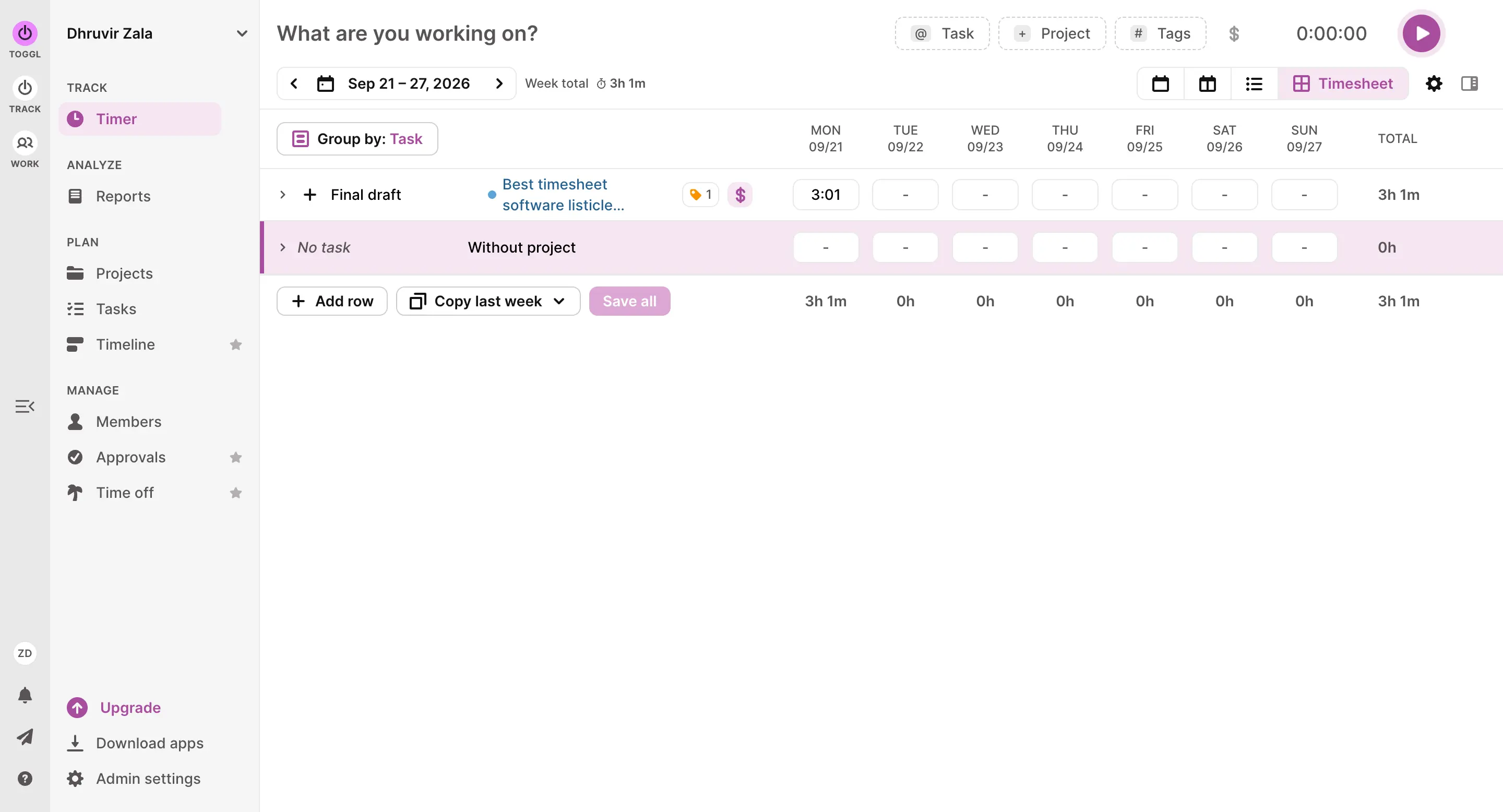 Using Toggl Track